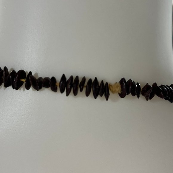 Vtg Handmade Apple Seed Necklace w Acacia Koa Seed Hawaiian Lei Botanical 28" - Picture 9 of 9